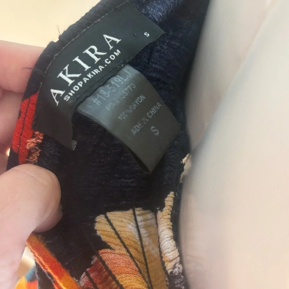 AKIRA Strapless Floral Jumpsuit - Navy and Orange - Picture 5 of 7